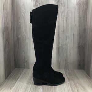Alberto Fermani OTK Boots Womens EU 37 Black Suede Pull On Over the Knee